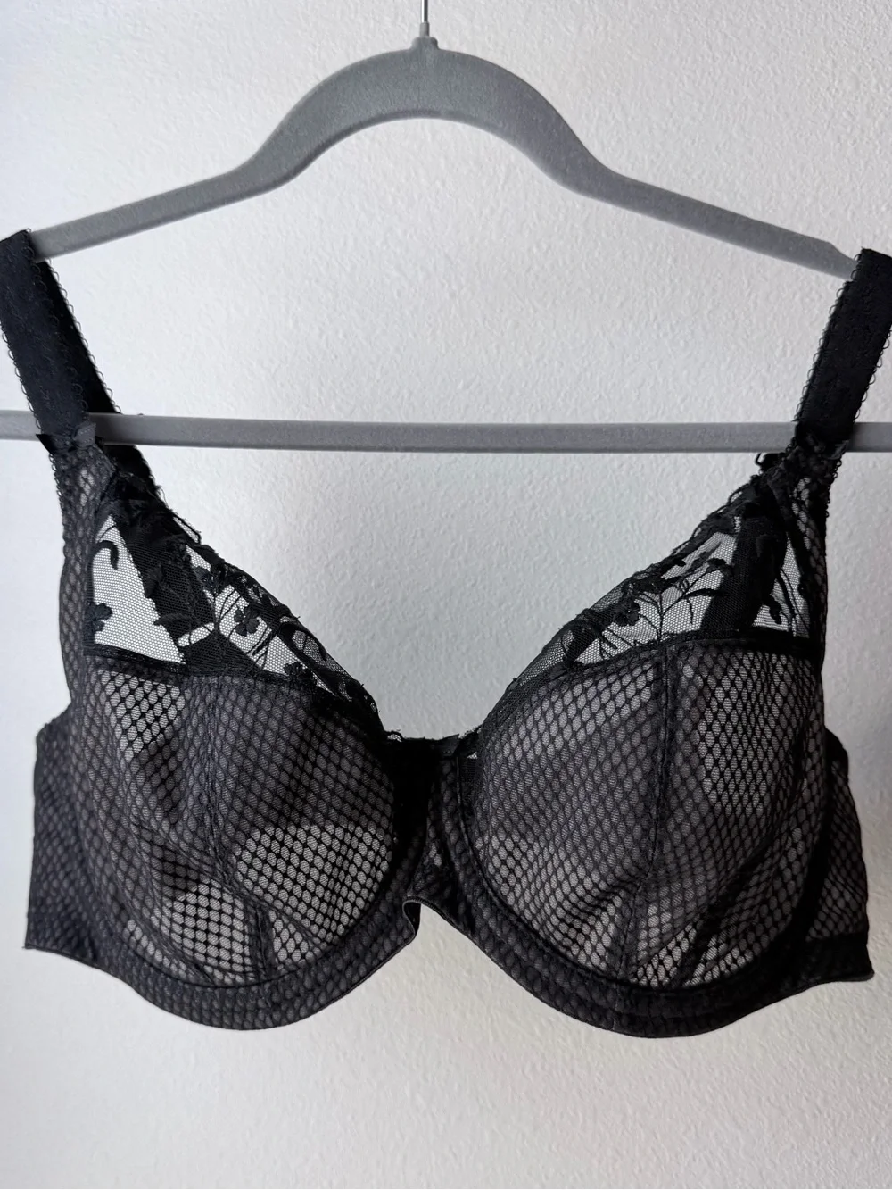 Elomi Black Sheer Lace Underwire Bra - Convertible to Racerback